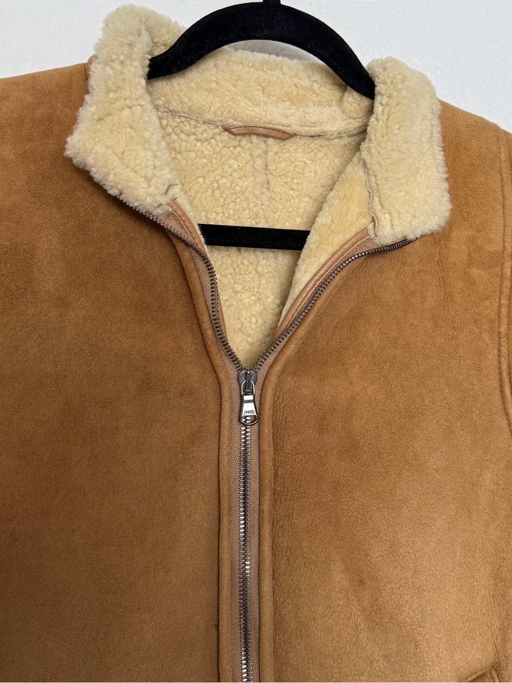 Vintage Barneys CO-OP Suede Shearling Bomber Jacket Brown Cropped - Picture 5 of 11